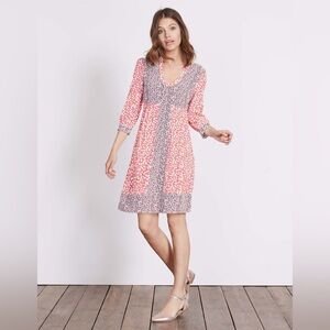 Boden Mollie Knee Length Dress - Scoop Neckline - Punk, Navy & White - sz US 6L